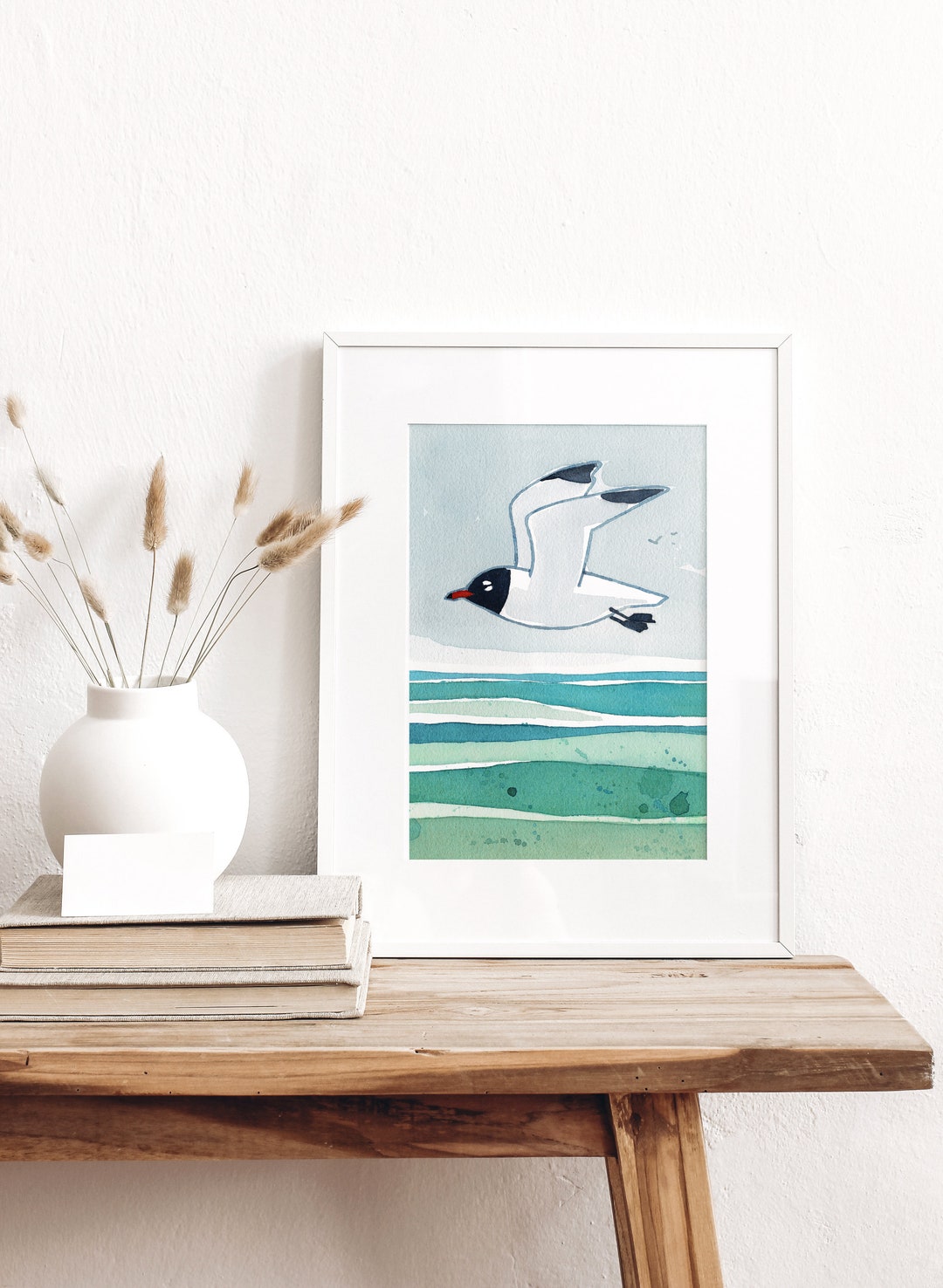 Laughing Gull Beach Art Print Seashore Wall Art Ocean Decor - Etsy