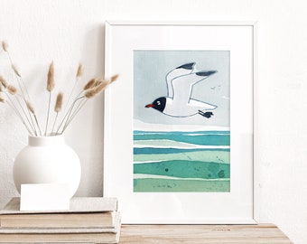 Laughing Gull Beach Art Print Seashore Wall Art Océan Décor