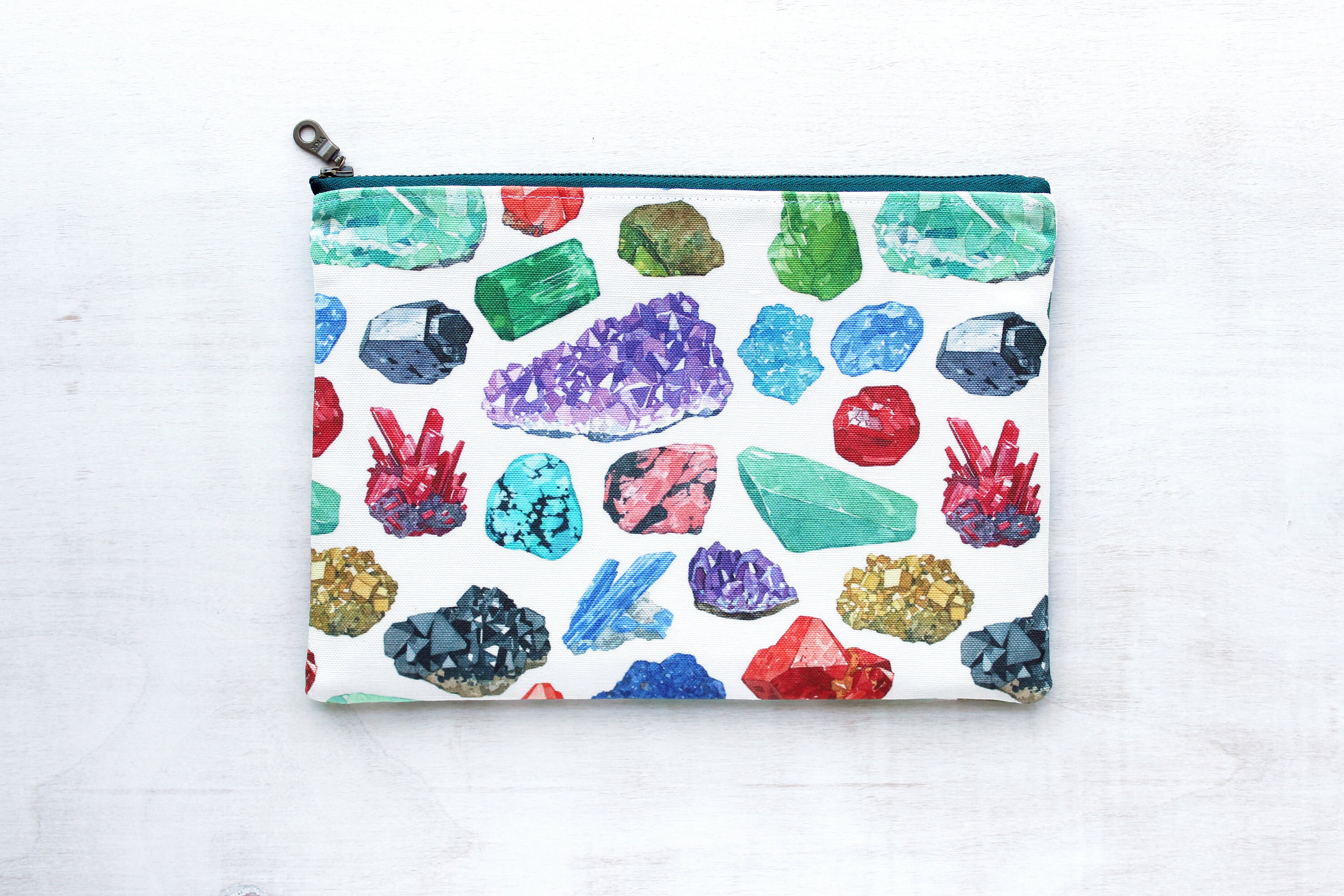 Minerals Zipper Bag Crystals and Gems Handmade Zipper Pouch Etsy