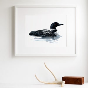 Loon Art Print Bird Watercolor Painting Coastal Wall Art, Lakehouse Decor image 7