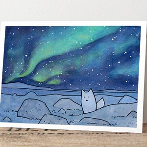 Cartão de Natal da Northern Lights Arctic Fox imagem 2