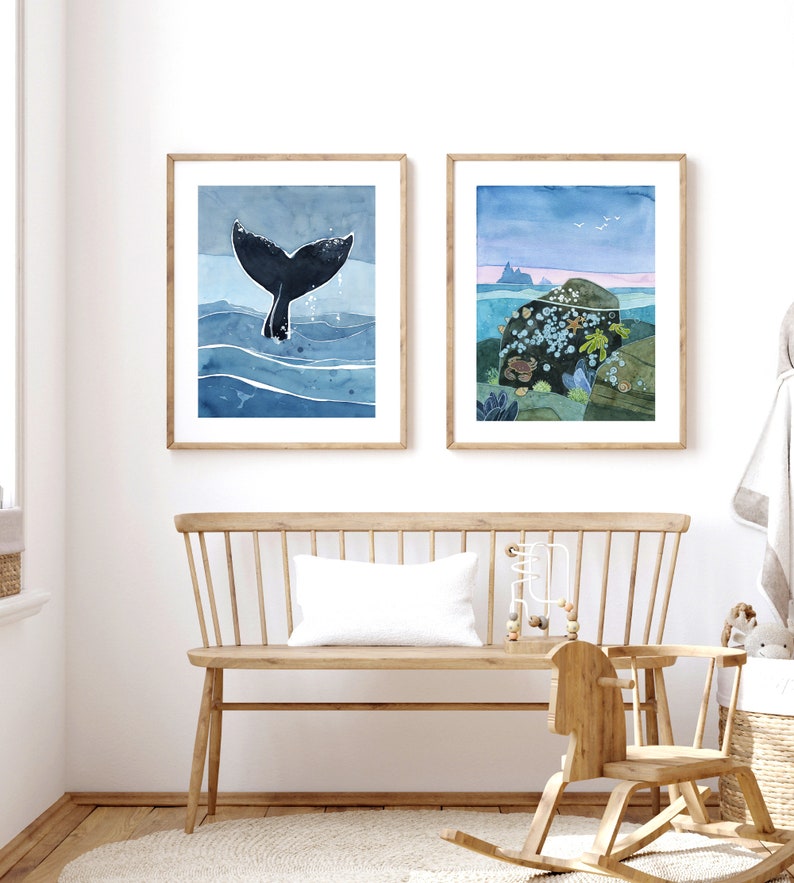 Tidepool aquarel Art Print nautische oceaan muur kunst kust muur decor afbeelding 10