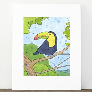 Toucan Bird Art Print Kids Room Decor Tropical Rainforest Nursery Wall Art image 1