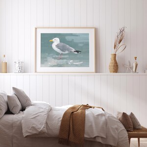 Herring Gull Beach Print Large Seagull Nautical Bird Art image 5