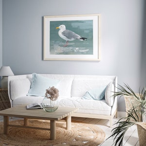 Herring Gull Beach Print Large Seagull Nautical Bird Art image 4