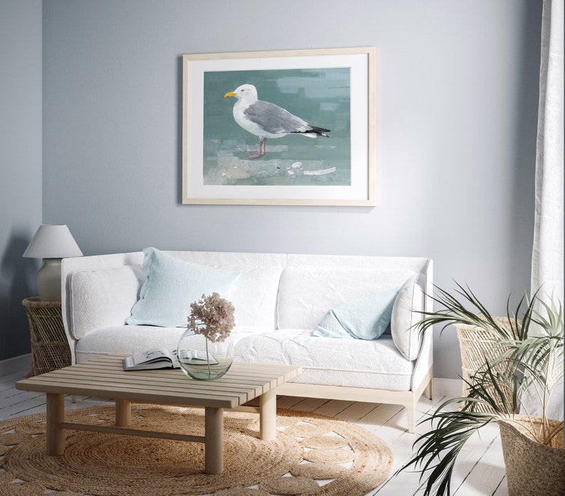 Herring Gull Beach Print Large Seagull Nautical Bird Art image 4