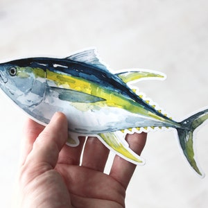 Yellow Fin Tuna Ocean Animal Laptop Sticker Waterproof Vinyl Art Sticker Decal image 2