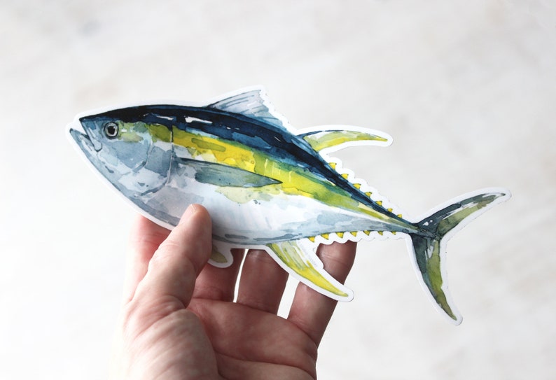 Yellow Fin Tuna Ocean Animal Laptop Sticker Waterproof Vinyl Art Sticker Decal image 2