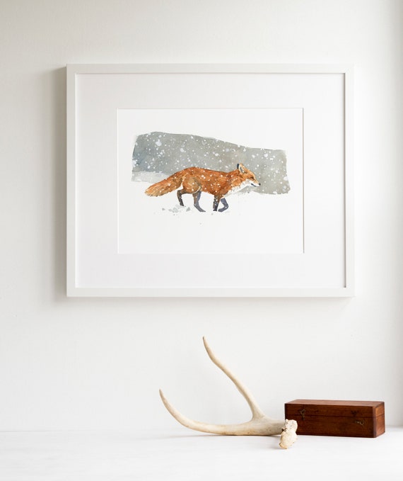Watercolor Fox II | Large Solid-Faced Canvas Wall Art Print | Great Big Canvas