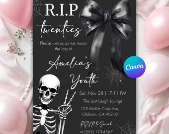 RIP to My Twenties Birthday Party Invitation, Death of My 20s Birthday Party, Thirtieth Birthday Invite, RIP Twenties Invite, Canva Editable