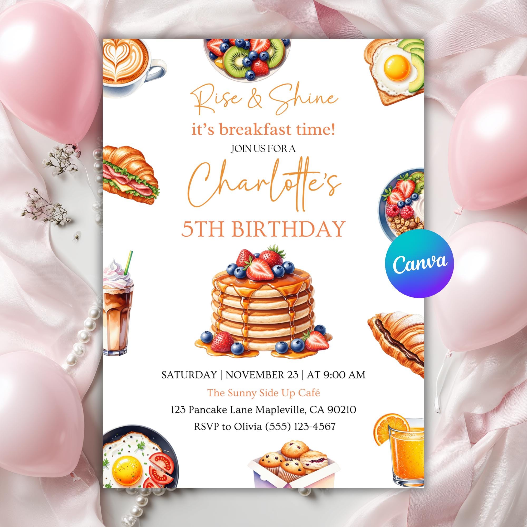 Creating Breakfast Invitation Breakfast Birthday Invitation, Rise and Shine Birthday Invitation ...