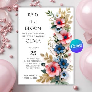 Butterfly Baby Shower Invitation: Purple Wildflower Theme (Digital Download 5x7&quot; PDF/JPEG Template)