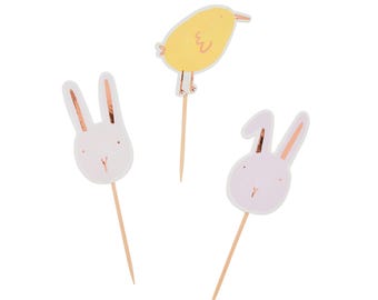 Bunny Chick Cake Picks, Easter Food Toppers (10cm x 3cm)