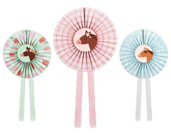 Horse Rosettes Party Decorations, Pack of 3, 35cm Diameter