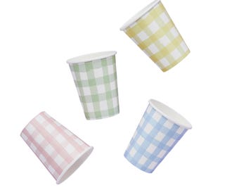 Pastel Gingham Paper Cups (Pack of 8)