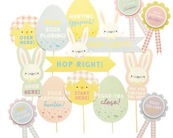 Easter Egg Hunt Signs Kit: Bunny, Chick, Egg Decorations (1 Pack)