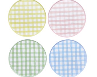 Pastel Gingham Paper Plates – Birthday, Baby Shower Tableware (8 Count)