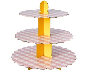 lemon-gingham-pink-cake-stand-1pkt-1pcs
