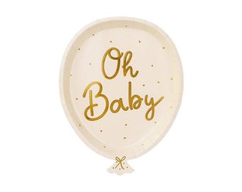 Oh Baby Balloon Paper Plates – Baby Shower Party Supplies (6 Count)