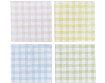 Pastel Gingham Napkins – Soft Party Tableware (16 Pcs)