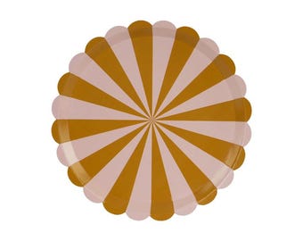 Striped Scalloped Paper Plates – Baby Bear Detail Partyware (1pkt, 6pc)