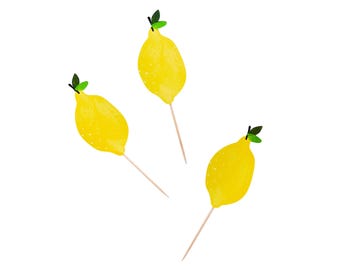 Sunny Lemon Cake Toppers (12 Pack) – Summer Party Dessert Decorations