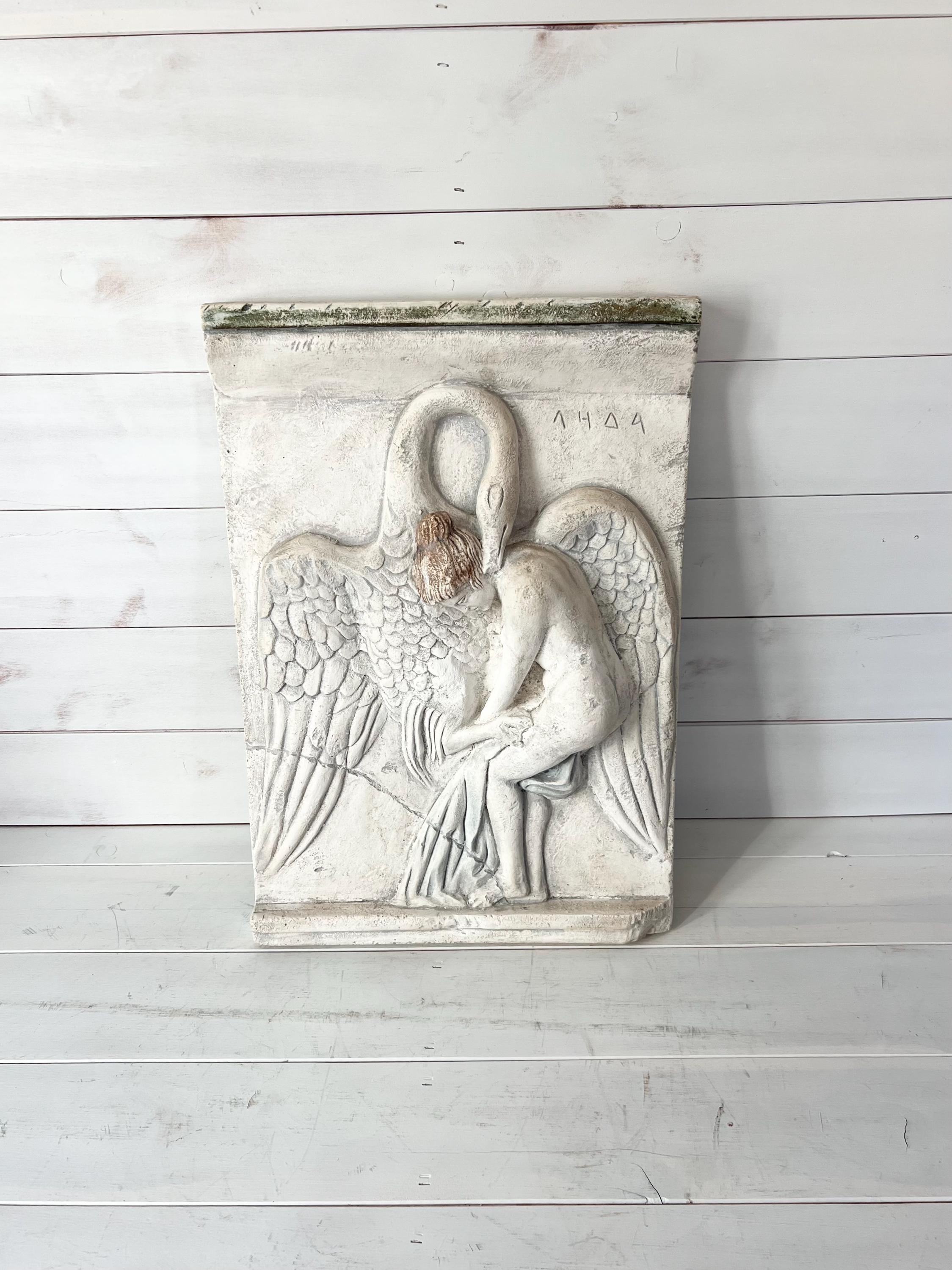 Vintage Leda & Swan Zeus Ergani Athena Greece Handmade Museum Replica Sculptural Wall Plaque