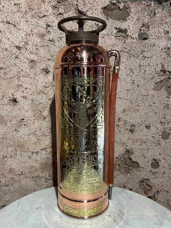 Rare Vintage Antique Elkhart Fire Extinguisher With Copper