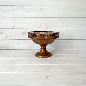 Cuenco de pedestal de cobre rústico vintage / Maceta de cobre vintage