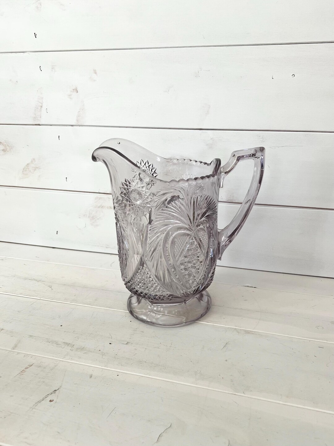 Antique U.S. Glass Purple Pitcher With Heart Pattern - Etsy