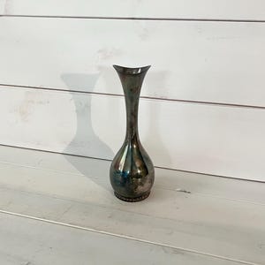 Stunning Vintage Silver Metal Vase | Minimalist Vase | Elegant Petite Vase