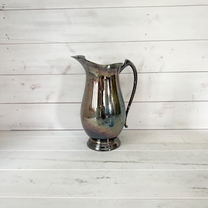Splendido vaso brocca in metallo argentato vintage / vaso minimalista vintage / elegante vaso vintage / brocca per acqua in argento vintage da 10 pollici