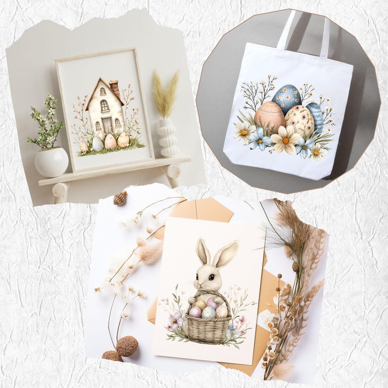 Neutral Easter Clipart Bundle, Rustic Easter Graphics, 22 PNG Files ...