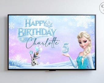 Personalized Frozen Birthday | Samsung Frame TV Art | Digital Download | Kids Birthday Party
