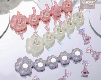 Aurora Kristall Katzenpfoten falsche Nagel-Ausstellungsstand-Halter-Satz | Magnetische Nagelspitzen Übungshalter | Nagel Zubehör | Nägel Halter | begabter Nagel