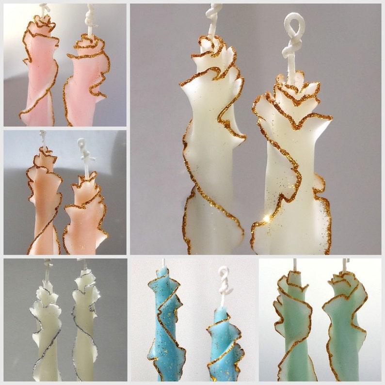 Set Of 3 To 6 Glitter Taper Candles 8 Unique Decorative Etsy