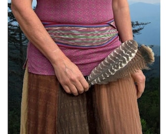 Earth-Tone Brown Ikat Fabric Sash, SA08 - Long Woven Belt - Vintage NOS, Fair Trade, Ethnic Waist Sash - Handwoven Belts - Pirate Sash