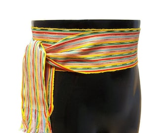 Vintage 90s Woven Embroidered IKAT Cloth Sash Belt - Etsy display picture 1