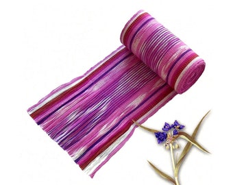 Spring Crocus Sash, SA56 - Ikat Fabric, Long Woven Belt - Vintage NOS, Fair Trade, Fuchsia Pink Fabric Sash Belt - Handwoven Guatemalan Sash