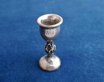 Cast Sterling Silver, Miniature Chalice Goblet, Hand Sculpted Dimensional Charm Pendant, by Reva Myers, 1990s Vintage NOS, Pagan Ritual Tool