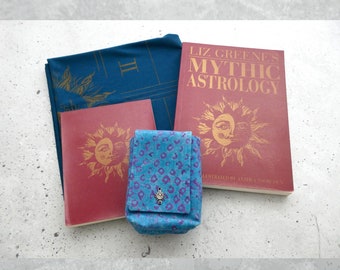 Liz Greene's Mythic Astrology - Divination Cards, Handmade Pouch w/ Cloth, Book, Notebook, Drawstring Bag Set - VTG NOS 1994 Fireside Press