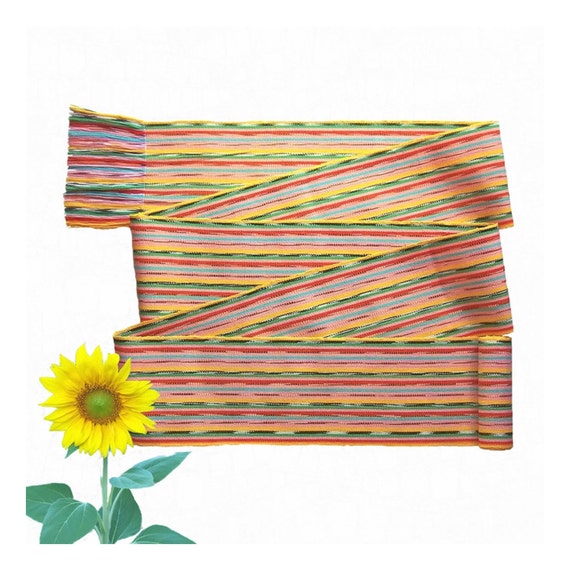 Zesty Yellow Multicolor Sash, SA75 - Long Woven B… - image 3