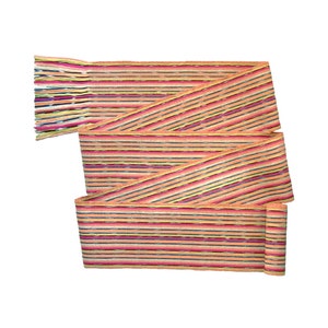 Copper Gold Ikat Woven Sash Belt, SA23 Pirate Sash, Long Woven Belt Vintage NOS Fair Trade Guatemala, Earth-Tone Folk, Handwoven Belts image 5