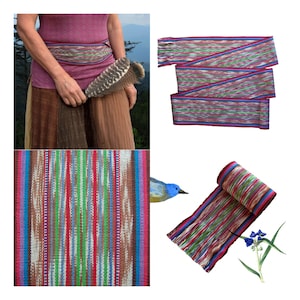 Earth-Tone Brown Ikat Fabric Sash, SA08 Long Woven Belt Vintage NOS, Fair Trade, Ethnic Waist Sash Handwoven Belts Pirate Sash image 5