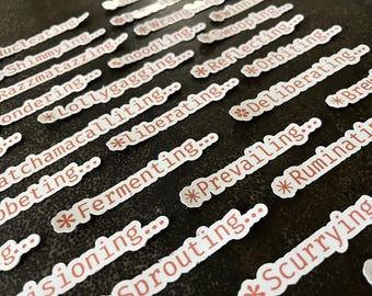AI Code Spinner Word Vinyl Stickers: Terminal Loading Text Decals
