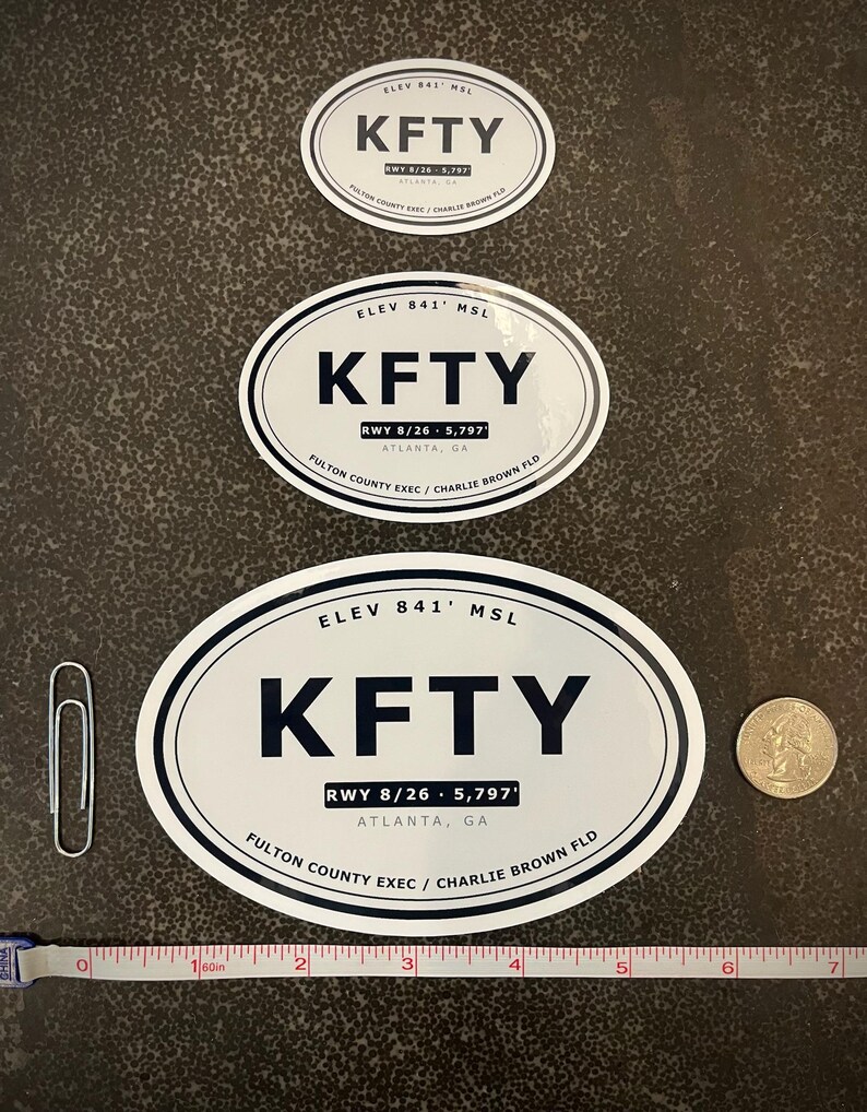 Kfty Custom Airport Code Oval Sticker for Pilots ICAO Destination Decal ...