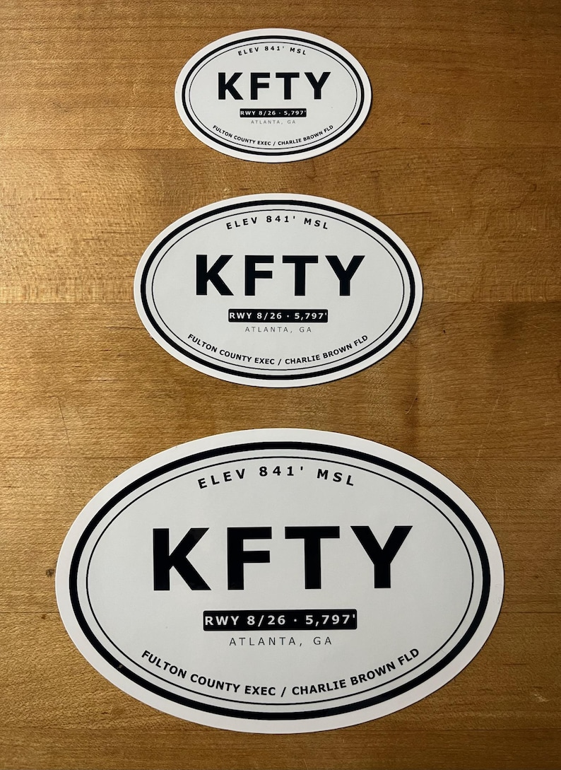 Kfty Custom Airport Code Oval Sticker for Pilots ICAO Destination Decal ...