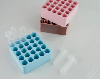 25 Tube Microcentrifuge Rack Holder for 1.5/2mL Tubes Lab Storage Organizer