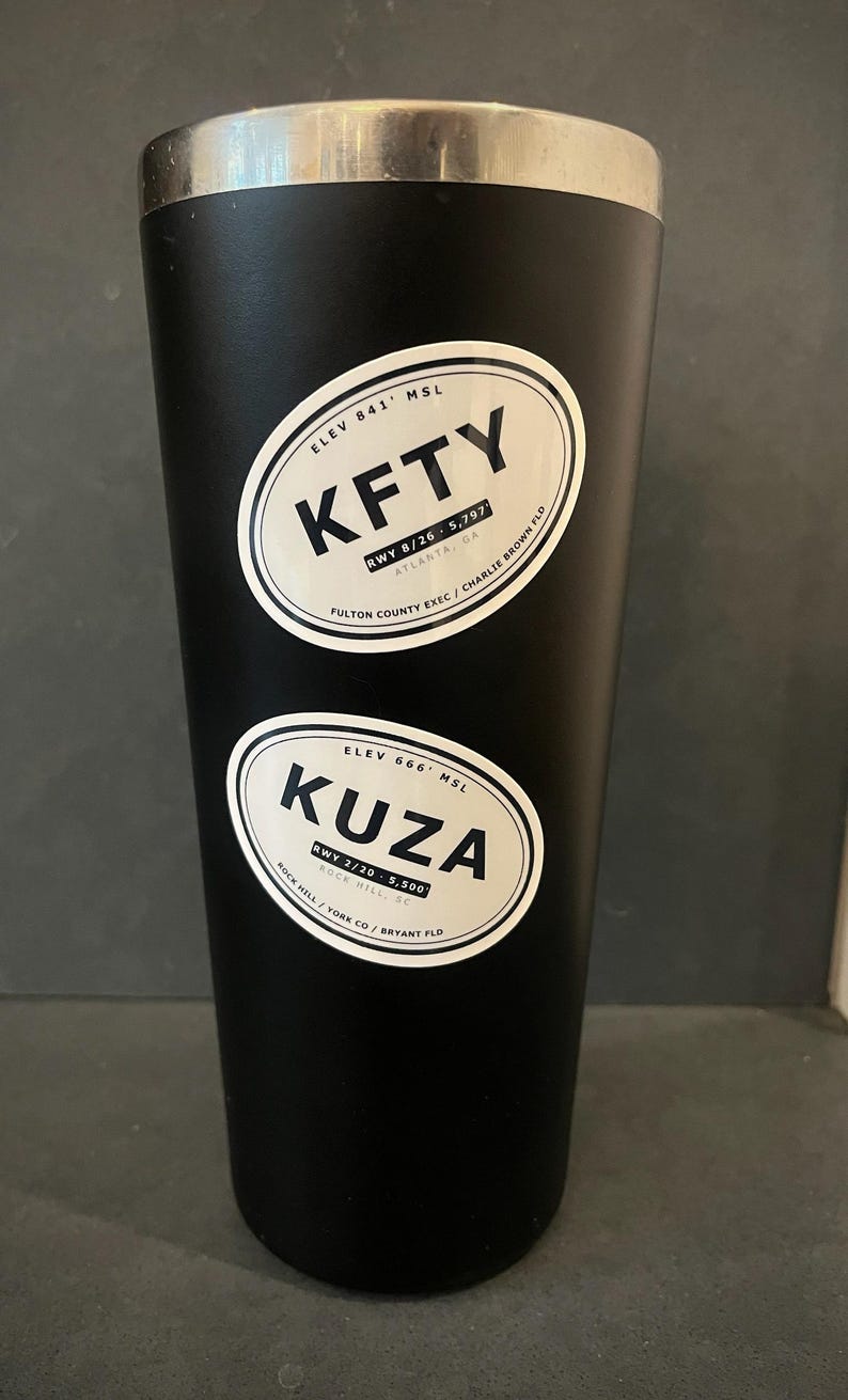 Kfty Custom Airport Code Oval Sticker for Pilots ICAO Destination Decal ...