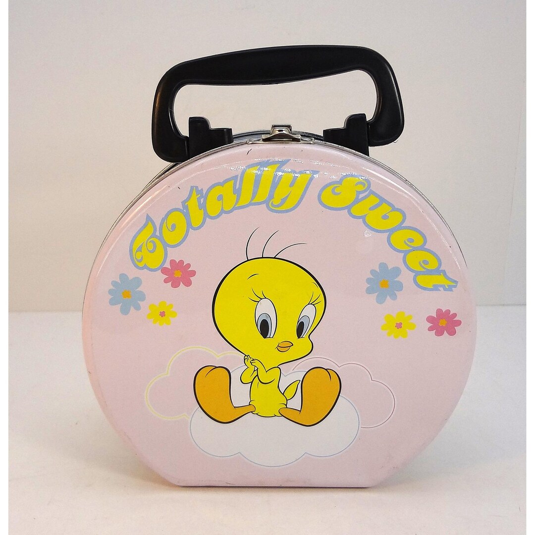 Vintage Looney Tunes Tweety Bird Totally Sweet Round Tin Lunchbox